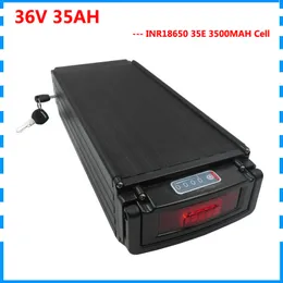 1000W 36V 35Ah ebike batteri 36V litium bakre rack batteri med svansljus användning 3500mAh 35e cell med 5A laddare