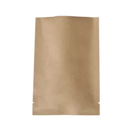 14C Thickness! 100pcs Multi Sizes High Quality Tear Notch Package Bags, Heat Foil Mylar Open Top Kraft Paper Bag Storage