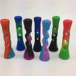 DHL Free Silicone One Hitter Pipe cigarette pipe glass 2in1 herb vaporizer 90MM Tobacco Pipes silicone PIPE VS Twisty Glass Blunt