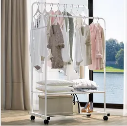 Simple clothes and hats rack in folding Bedroom Furniture Balcony hanger double-pole household cloth dryer shelf