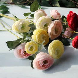 3 sztuk / partia Symulacja Piwonia Jedwab Kwiat Europejski Styl Sztuczny Kwiat Oddział Wianek Do Wedding Decor Dekoracji Fake Display Flower