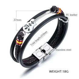 Stainless steel Mini guitar Leather bracelets For Men Punk Personalized Genuine Leather Rope Bangle music Charm Fashion Jewelry Gi282M
