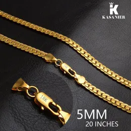 Homens lados link colars de corrente de corrente 5mm largura 18k ouro 20 polegadas Chain Chain Salkes Colares NOVAS Acessórios de jóias de moda de casamento