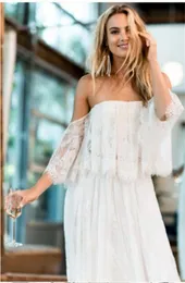 Sumemr Beach Lace Off The Screald Backless Wedding Dress 2019 Boho Chic Wedding Dresses Bridal Gowns Robe De Mariage185W