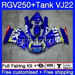 Body Stock blue top + Tanque Para SUZUKI VJ21 RGV250 88 89 90 91 92 93 307HM.13 RGV-250 VJ22 RGV 250 1988 1989 1990 1991 1992 1993 Kit de carenagem
