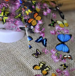 나비 매화 꽃 네일 아트 전송 호 일 다채로운 풀 랩 네일 스티커 데칼 장식 DIY 매니큐어 도구