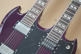 Custom Double Neck Purple Purple Electric Guitar With