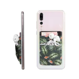 Double Slot Back Sticky Credit ID Card Pouch for iPhone 11 pro max Samsung S11 Google Pixel 4 XL Marble Pattern Cell Phone Back Card Pocket