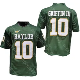 2020 NCAA Baylor Football Jersey College 10 RG3 Robert Griffin III Green White Yellow All Stitched And Embroidery Size S-3XL