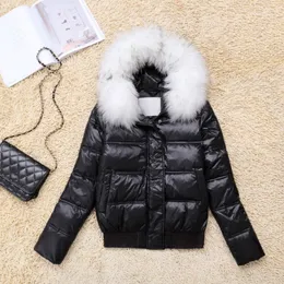 Hurtownia Varey Lin Winter Jacket Kobiety Kapturem Prawdziwe Szopa Futro Slim White Duck Down Parkas Kobiet Krótka Kurtka Śnieg Gruby Płaszcz