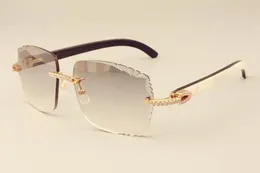 2019 nova fábrica direta moda diamante óculos de sol 3524014 natural misturado chifres espelho pernas óculos de sol lente gravura personalizado privado