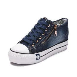 Hot Rea-frakt högkvalitativa tjocka denimcanvasskor dammodeskor Damsneakers Färgblandning 35-41 EUR