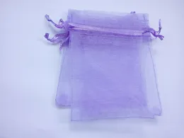 100 pcs 9 * 12 sacos de presente roxo para jóias / casamento / natal / aniversário organza sacos com alças embalagens de fios de embalagem
