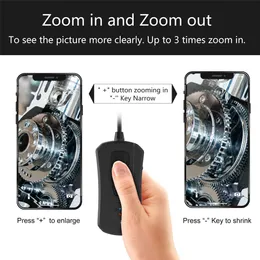 電話用5mケーブル長視鏡、6つの調整可能なLEDライトを備えた2MP HDボアスコープ検査カメラ、（2-in-1）防水ヘビ縫製カムPQ302