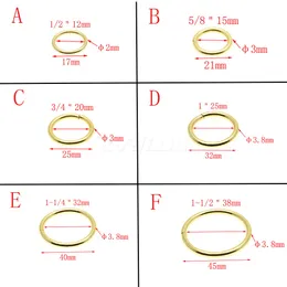 50pcs/działka złoto o Pierścienie metalowe nie spawane nikielowe kołnierze okrągłe pętle klamry klamry Pakiet Akcesorie 12 mm-38mm