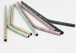 Creative stainless steel straw 304 color metal pattern spray paint environmental protection straw