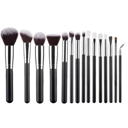 Professionell 15PCS Svart Makeup Brushes Set Pulver Foundation Eyeshadow Blush Brush Mjukt syntetiskt hår Kosmetiska Make Up Beauty Tools