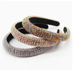 Baroque Full Crystal Headbands Hair Bands for Women Lady Shiny Padded Diamond Headband Hair Hoop Fashion Party Jewelry Accessories GD315