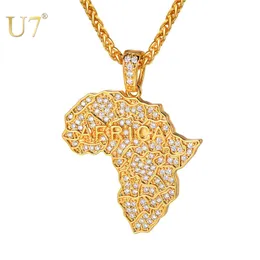 U7 Afrika Hängen Halsband för kvinnor / män Iced Out CZ Halsbandskedja 2018 Hip Hop of African Etiopia Smycken P1210