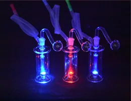 LED Glas Bongs Vattenrör Slitstarkt DAB Oljeplattor Inline PERC Bubblers Rökning Vattenkapslar med 10mm glasoljebrännare