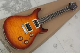 Factory Custom Tobacco Sunburst Electric Guitar with Chrome Hardware,HH Pickups,Clouds Maple Veneer,Can be Customized