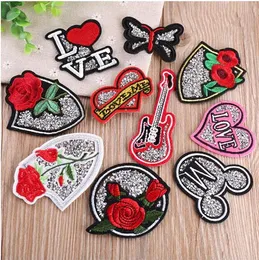 Patches Iron On Sew-on Rose Flower Embroidery Patch Applique Children Women Clothing Hats DIY Clothes Jeans Sticker Free Shipping