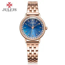Julius varumärke 2020 New Spring Quartz Watch Kvinnor Mode Casual Clock Shell Dial Whatch Vattentät 30m Steel Montre Femme JA-959