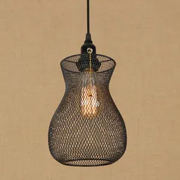 Nowość Iron Cage Wisiorek Light LED E27 Art Deco Przemysłowe Wiszące lampy z przełącznikiem do salonu Sypialnia Aisle Lobby Kuchnia