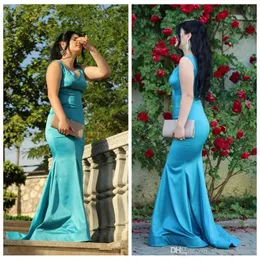 Blau Günstige Einfache V-ausschnitt Meerjungfrau Prom Kleider Plus Größe Formale Lange Abend Kleid ogstuff vestidos Elegante Abend Formale Kleider Custom