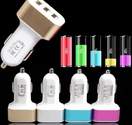 2.1A/2A/1A 3 USB Port Car Charger Adapter LED for iPhone Samsung Huawei Phone Tablet GPS Universal Free Shipping