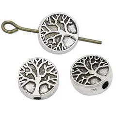 Gratis fartyg 200PCS tibetansk silverlegeringsträd av livsladdor löst pärlor spacer pärlor för smycken gör 9x3.5mm