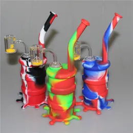 Mini Silicone hookah Dab Jar Bongs Jars Water pipe Oil Drum Rigs silicon water pipes bubbler bong