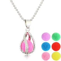 New Fashion Spiral Water Drop Aromatherapy Necklace Mermaid Essential Oil Necklaces Cotton Ball Perfume Pendant DIY Jewelry