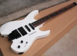 White headless electric guitar with SSH pickups,floyd rose,rosewood fretboard,can be customized as request