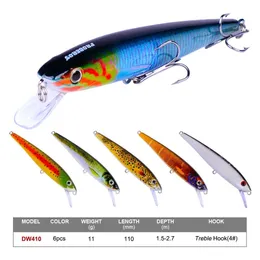 24 sztuk / zestaw stylów Mix 4 # 6 # Hook Minnow Fishing Lure Plastikowe haczyki Bassbait Sztuczne Bassbait Tackle