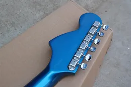 メタリックブルーエレキギター、クロームハードウェア、ローズウッド指