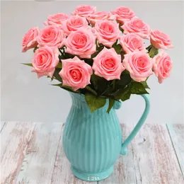 10 sztuk / partia Symulacja Rose Single Branch Real Dotknij Sztuczne Rose Fake Flower for Home Decor Wedding Decorated Fake Flower Bukiet