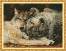 Wolf home decor diy artwork kit ,Handmade Cross Stitch Craft Tools Embroidery Needlework sets counted print on canvas DMC 14CT /11CT