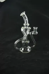 Transparent 3-Tube Recycler, Glass Hookah, Carata Oil Rig Rör, 14mm Joint, Välkommen till beställning, Prismedgivanden