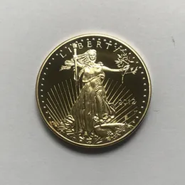 10 PCS Non Magnetic Freedom Eagle 2012 Badge Gold Plated 32 6 MM Commemorative American Staty Liberty Drop Acceptabla mynt Bästa kvalitet