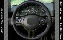 Black Suede Leather Steering Wheel Cover for BMW 3 Series E46 2000-2006 5 Series E39 2000-2003 E53 X5 Z3 E36 2000-2002178E