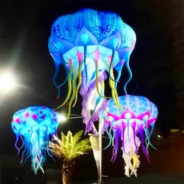 Hängande uppblåsbar ballong jellfisk med färgglada LED -ljus för nattklubb marint tema eller nattklubb takdekoration
