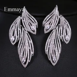 Emmaya Elegante a forma di foglia Cubic Zirconia Cristallo Orecchini lunghi da sposa Gioielli da sposa di lusso per il regalo del partito delle spose CX200606