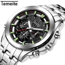 Temeite Top Brand Luxury Watch Men 방수 남성 쿼츠 시계 스포츠 남성 군사 손목 시계 relogio masculino 선물 상자