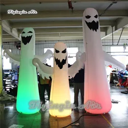 Spersonalizowany Halloween Party Dekoracyjne Nadmuchiwane Oświetlenie Ghost Model Balon 2m / 3m Wysokość Śmieszne białe widmo Replika z RGB światła do ogrodu