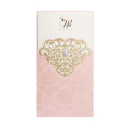 New Wedding Invitations Cards Pink Laser Cut Hollow Out Lace Flower Business Invitation Card For Party Supplies By DHL