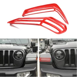 ABS Red Wheel Eyebrow Lampshade Protection Headlight Trim Cover For Jeep Wrangler JL 2018+ Sahara Car Accessories