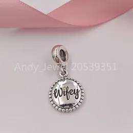 Andy Jewel 925 Sterling Silver Pandora Wifey Charm Pendants Moments Moments for Valentines Day Fit Charms Beads Bracelets Jewelry Eng791169/33