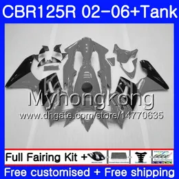 Body +Tank For HONDA CBR-125R 125CC CBR125RR CBR125R 02 03 04 05 06 272HM.24 CBR 125 R 125R 2002 2003 2004 2005 2006 Silvery grey Fairing