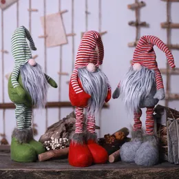 25 jul lång benad svenska santa gnome plysch doll prydnad handgjorda alf leksaker semester hem fest dekor barn gåva